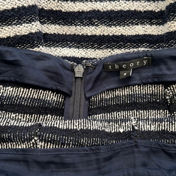 EUC Navy & White Striped Theory Terrycloth Skirt S8 - Picture 2 of 6